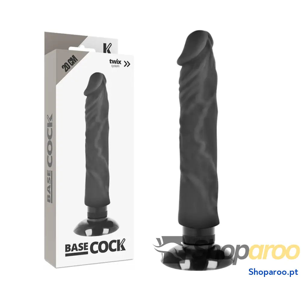 BASECOCK - VIBRADOR REALÍSTICO BASECOCK 2-1 PRETO 20 CM -O- 4 CM