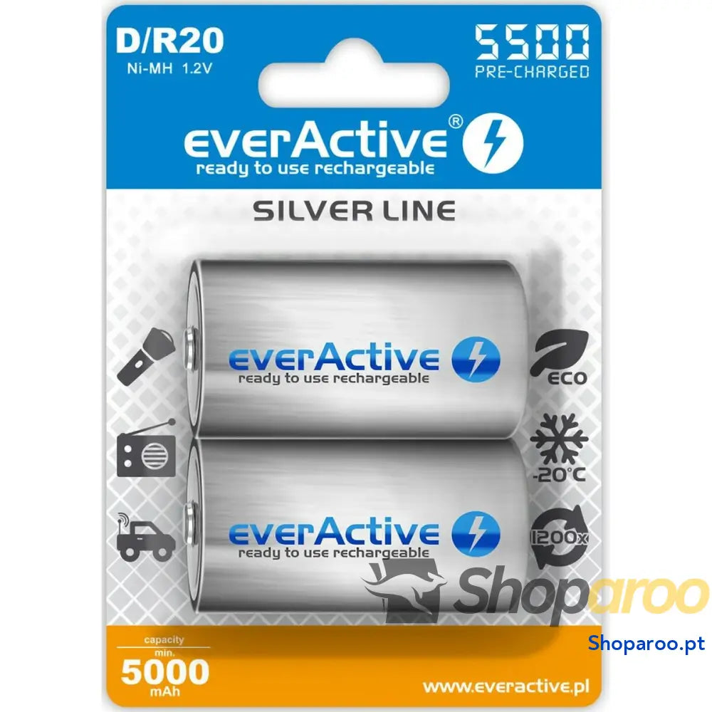 Bateria recarregável EverActive EVHRL20-5500 5000 mAh 1,2 V (2 Unidades)