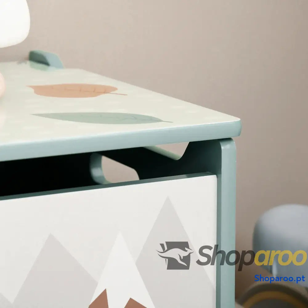 Baú de Brinquedos Organizador para Crianças 3 a 8 Anos com Estampado em Animaos 60x37x39 cm Verde