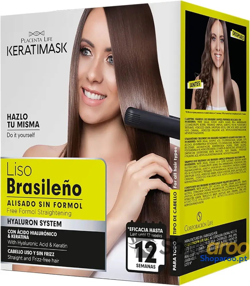 Natural Keratimask Kit de Alisamento Liso Brasileiro com Ácido Hialurónico