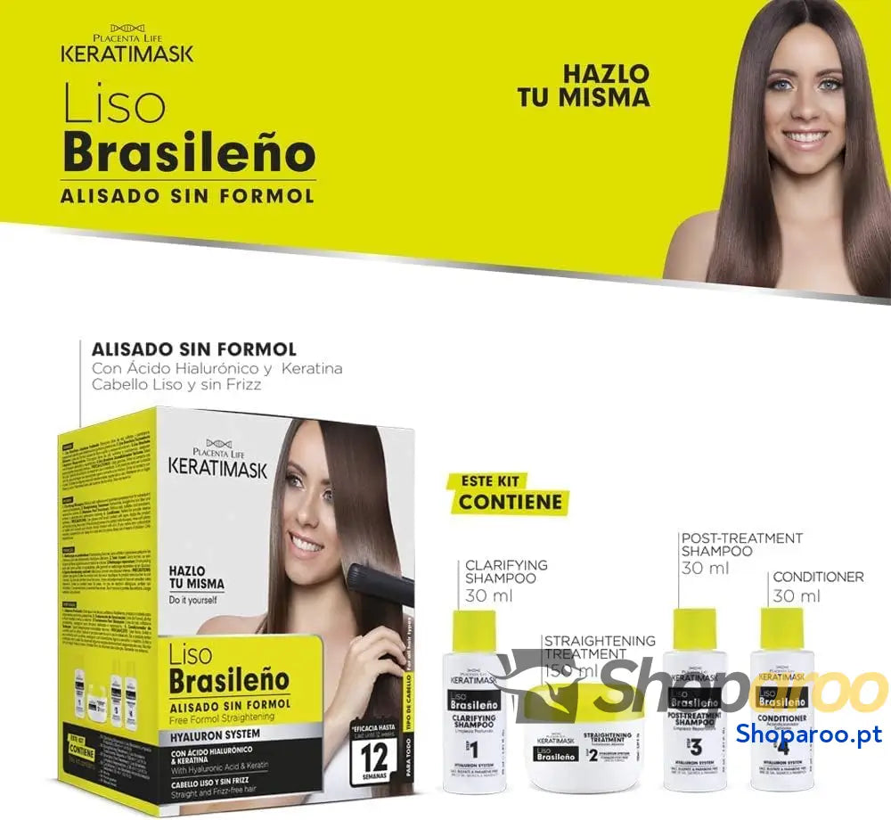 Natural Keratimask Kit de Alisamento Liso Brasileiro com Ácido Hialurónico