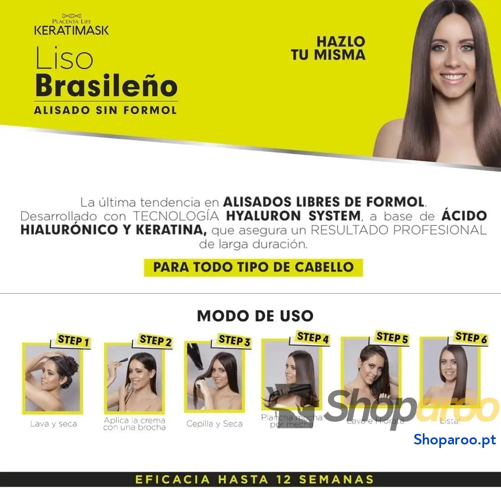 Natural Keratimask Kit de Alisamento Liso Brasileiro com Ácido Hialurónico