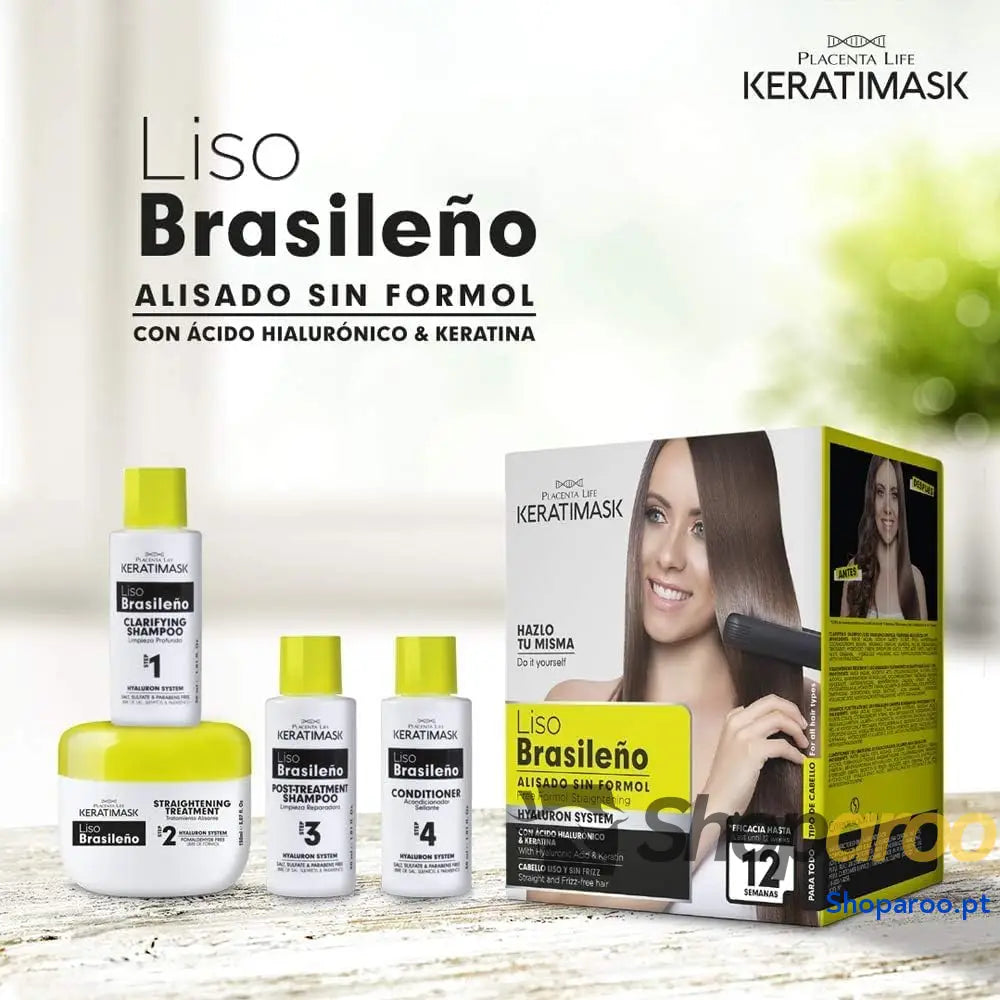 Natural Keratimask Kit de Alisamento Liso Brasileiro com Ácido Hialurónico