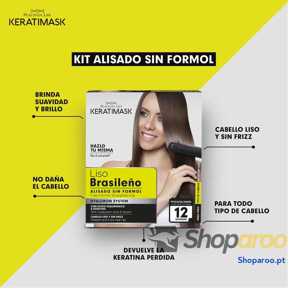 Natural Keratimask Kit de Alisamento Liso Brasileiro com Ácido Hialurónico