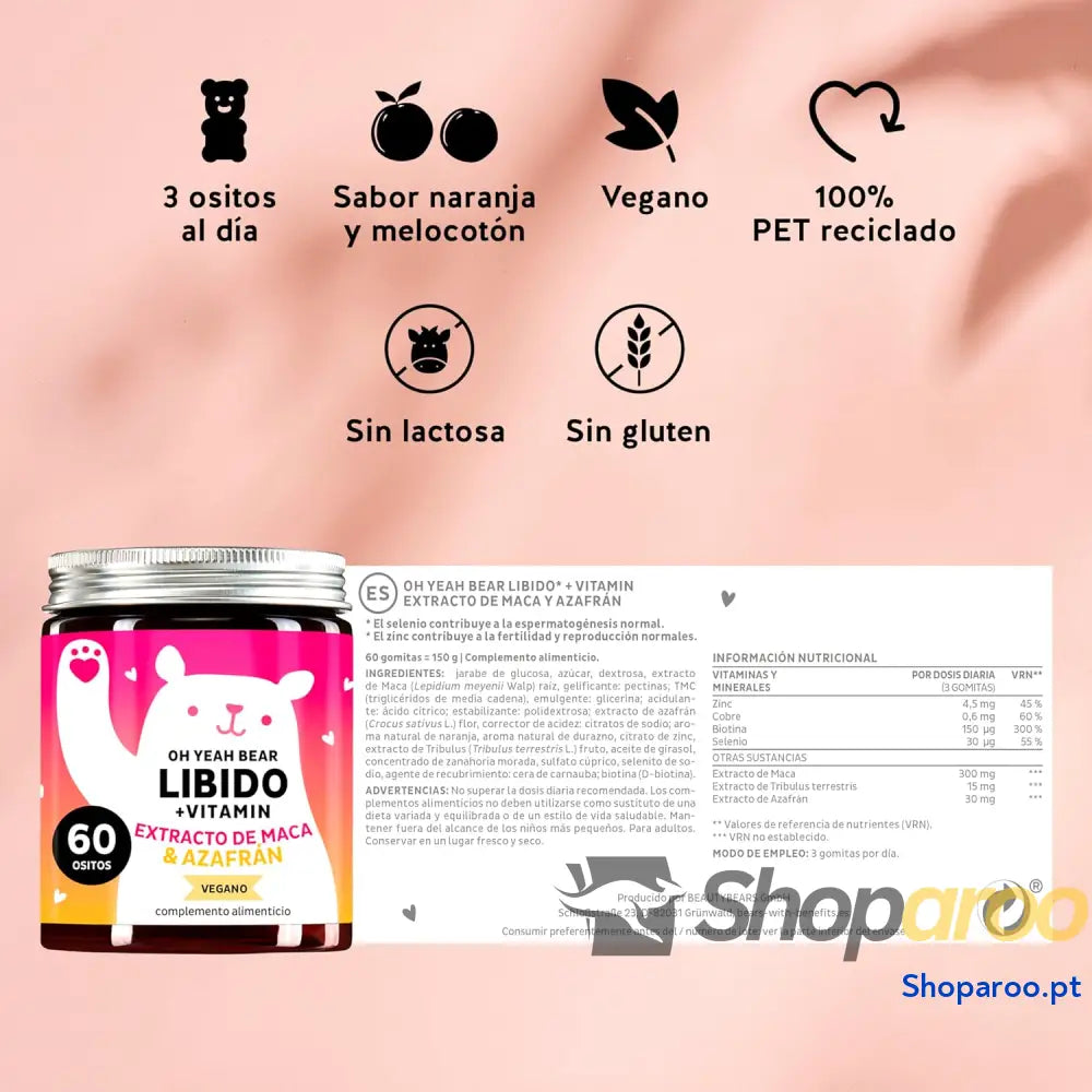 Gummies Vegan Oh Yeah Bear com Maca Selénio e Zinco