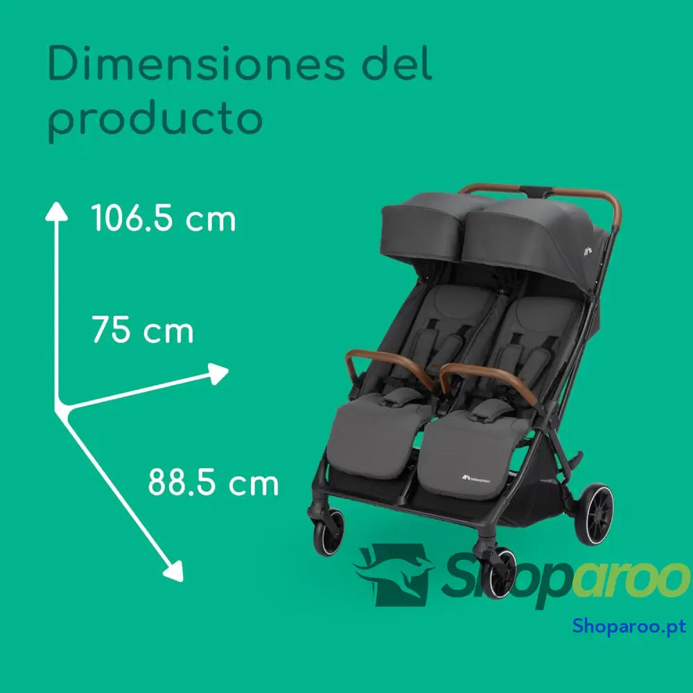 Bebeconfort Mane carrinho de bebé para gémeos 22 kg dobrável automático reclinação total barras segurança giratórias