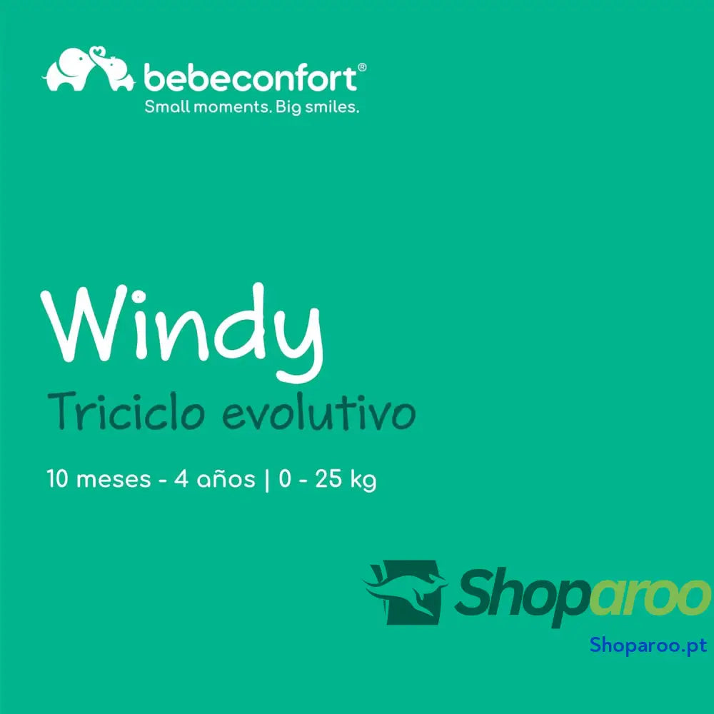 Bebeconfort Windy Triciclo Evolutivo com Guiador para Pais 10M 4A 25 kg Ajustável à Criança Assento Confortável