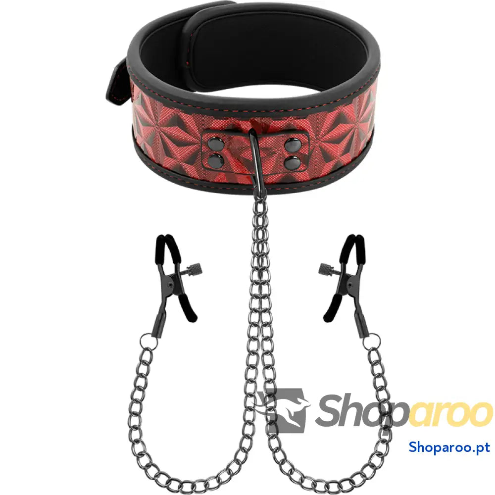 BEGME - COLAR EDIO VERMELHA COM BRAADEIRAS COM FORRO DE NEOPRENE