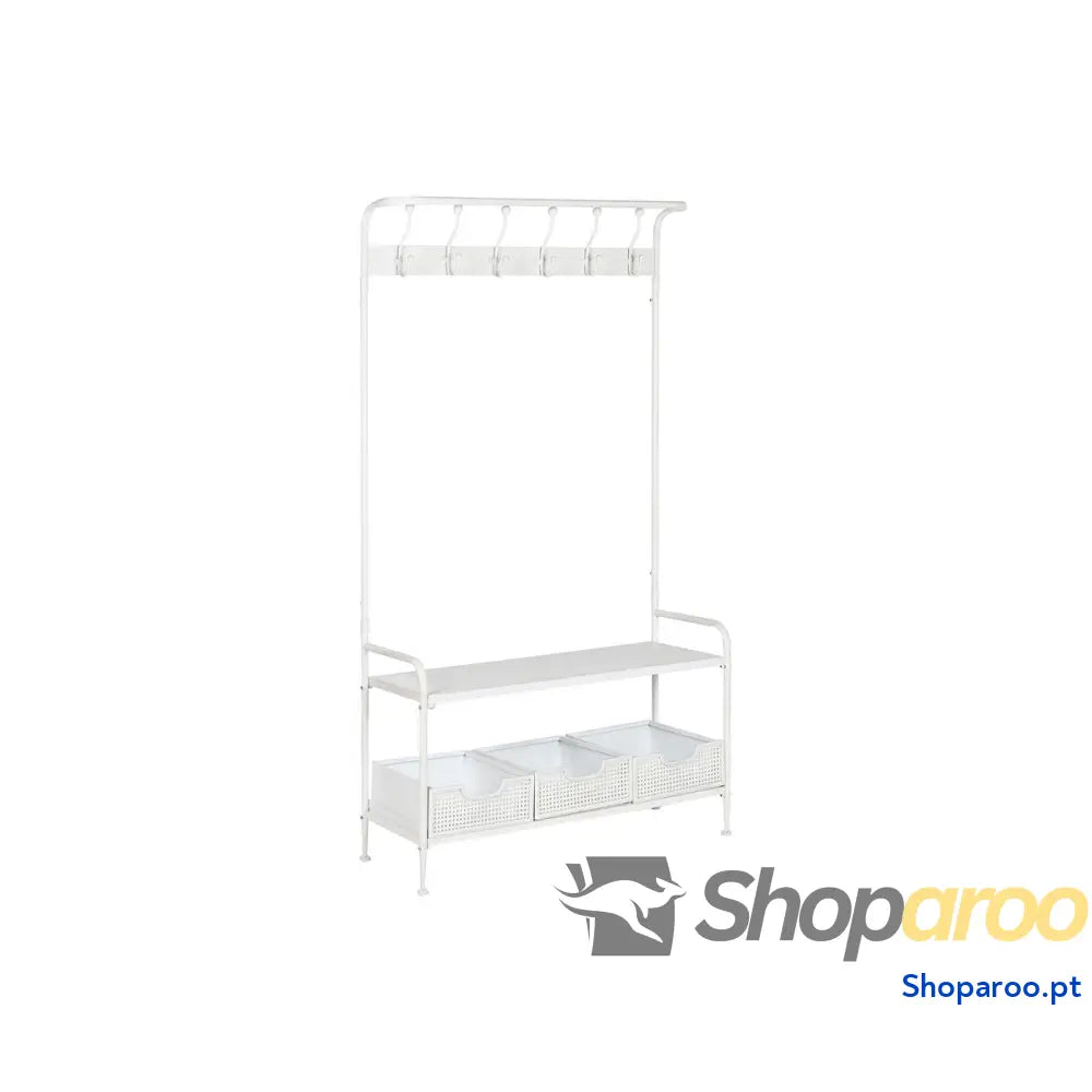 Bengaleiro com Prateleira Home ESPRIT Branco Metal Loft 110 x 36 186 cm
