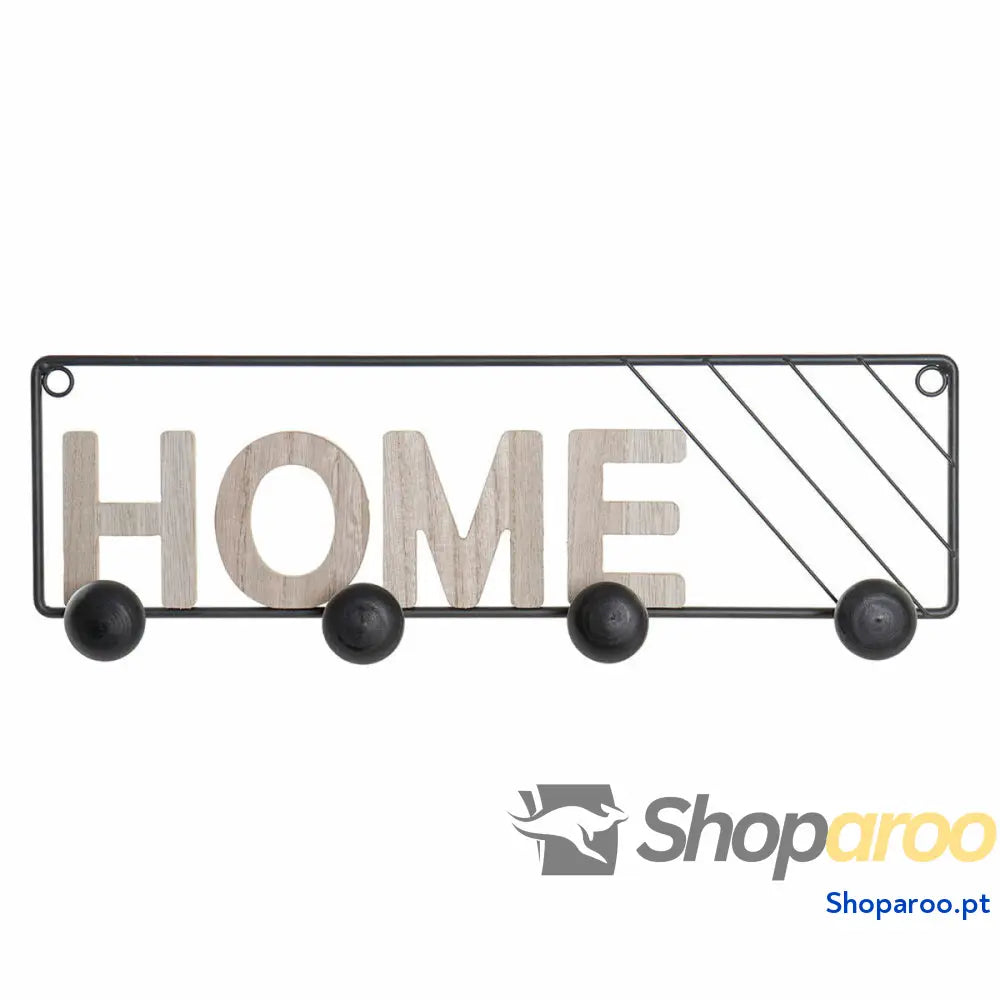 Bengaleiro de parede DKD Home Decor Ferro Madeira MDF Loft (45 x 5 14 cm)