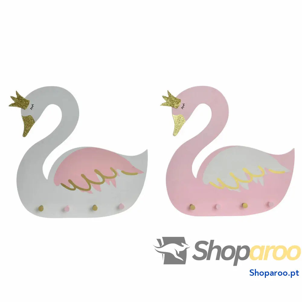 Bengaleiro de parede DKD Home Decor Madeira Infantil Cisne 40 x 4 38,5 cm (2 Unidades)