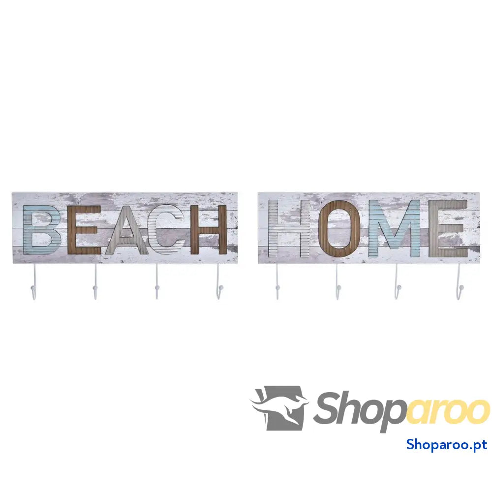 Bengaleiro de parede DKD Home Decor Madeira Metal Praia 45 x 5 23 cm (2 Unidades)