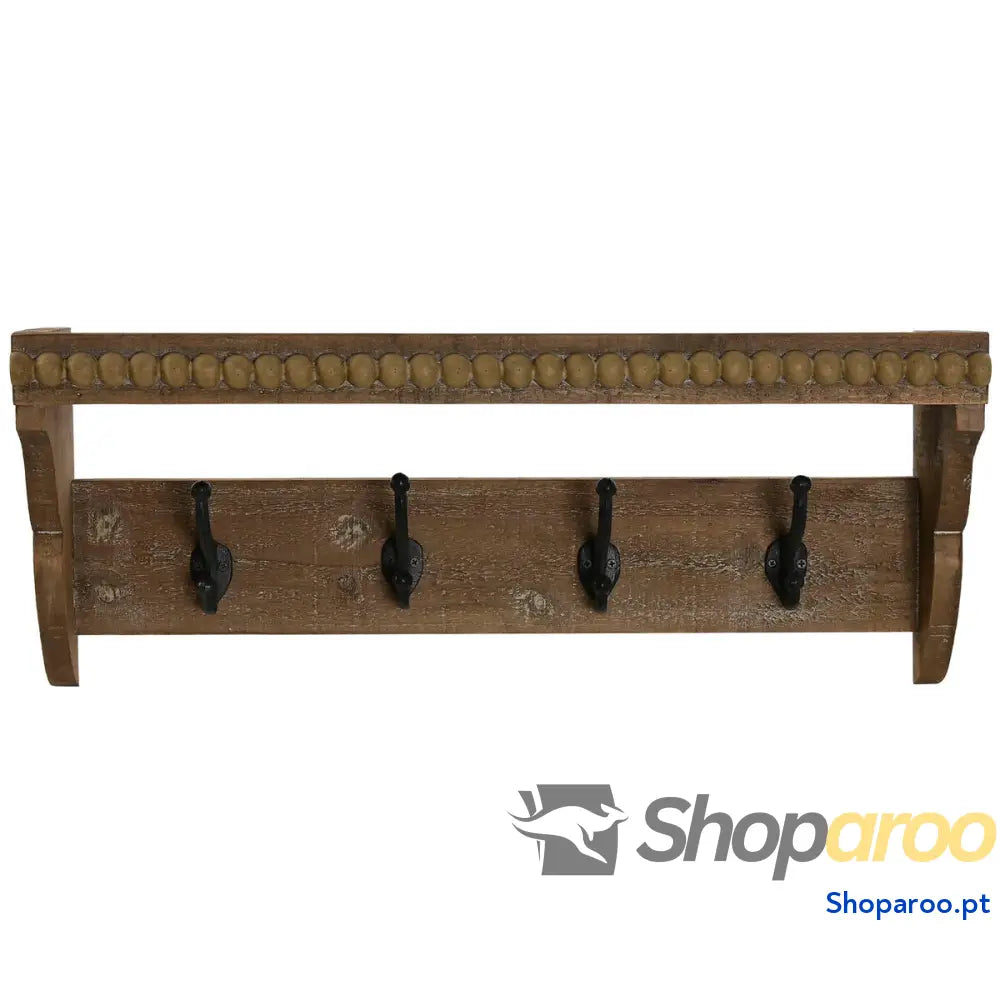 Bengaleiro de parede Home ESPRIT Castanho Preto Madeira Metal 67 x 17 27 cm