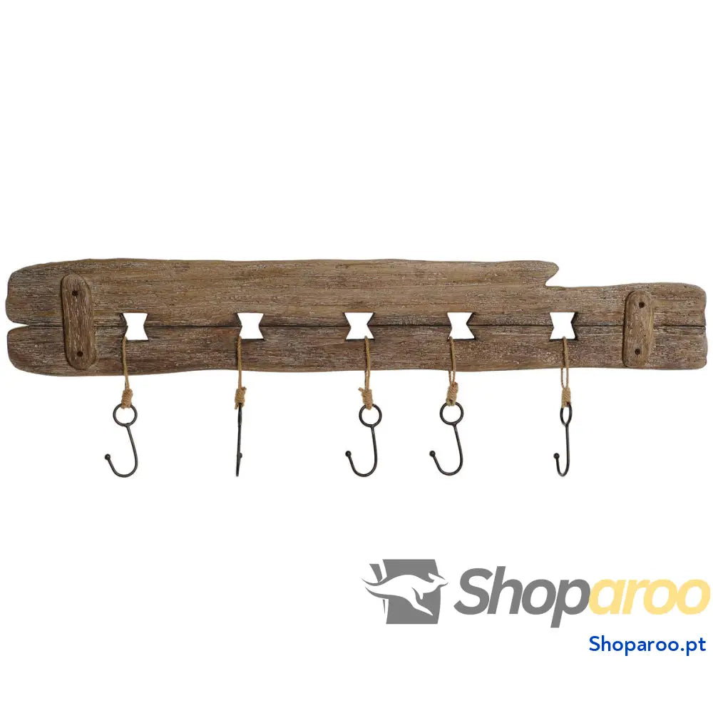 Bengaleiro de parede Home ESPRIT Natural Metal Madeira paulónia 99 x 3 31 cm