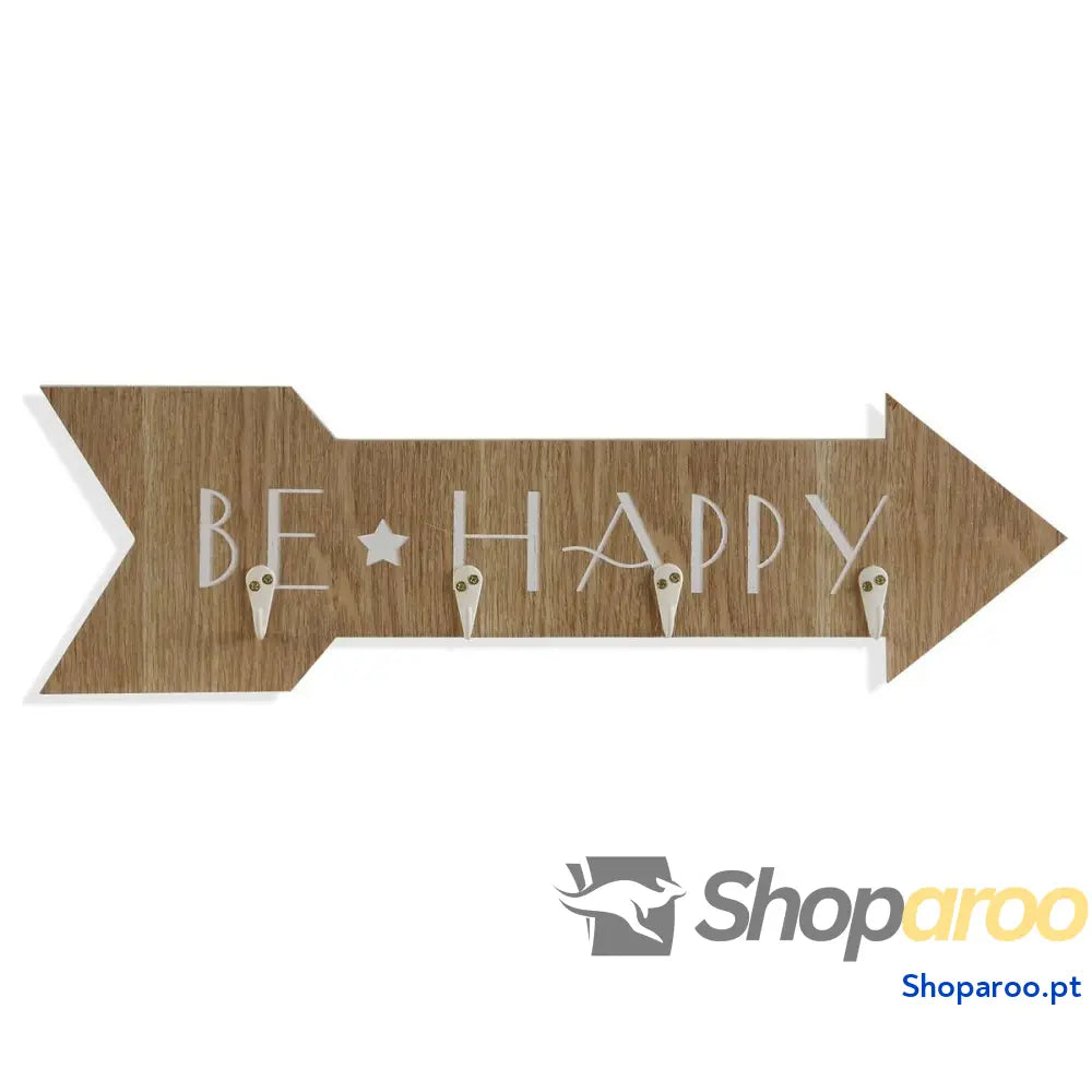 Bengaleiro de parede Versa Be Happy Madeira MDF 4 x 14,5 48 cm