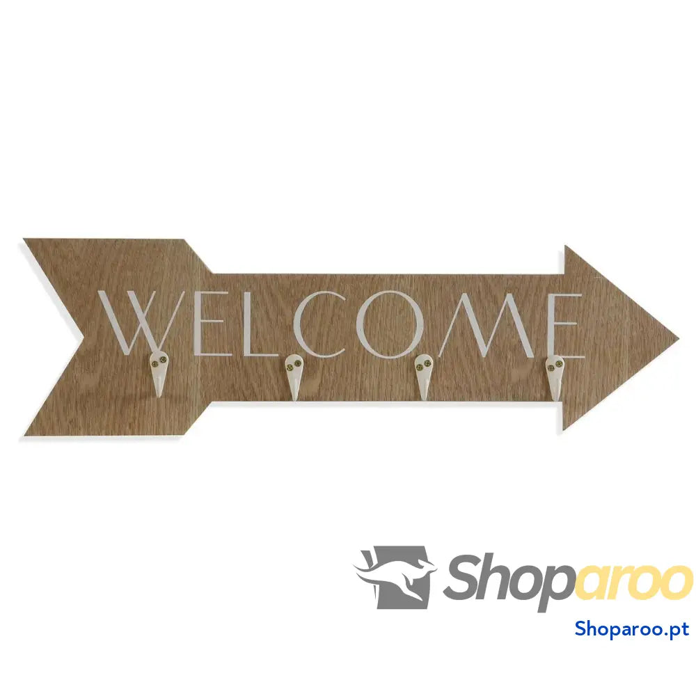 Bengaleiro de parede Versa Welcome Madeira MDF 4 x 14,5 48 cm