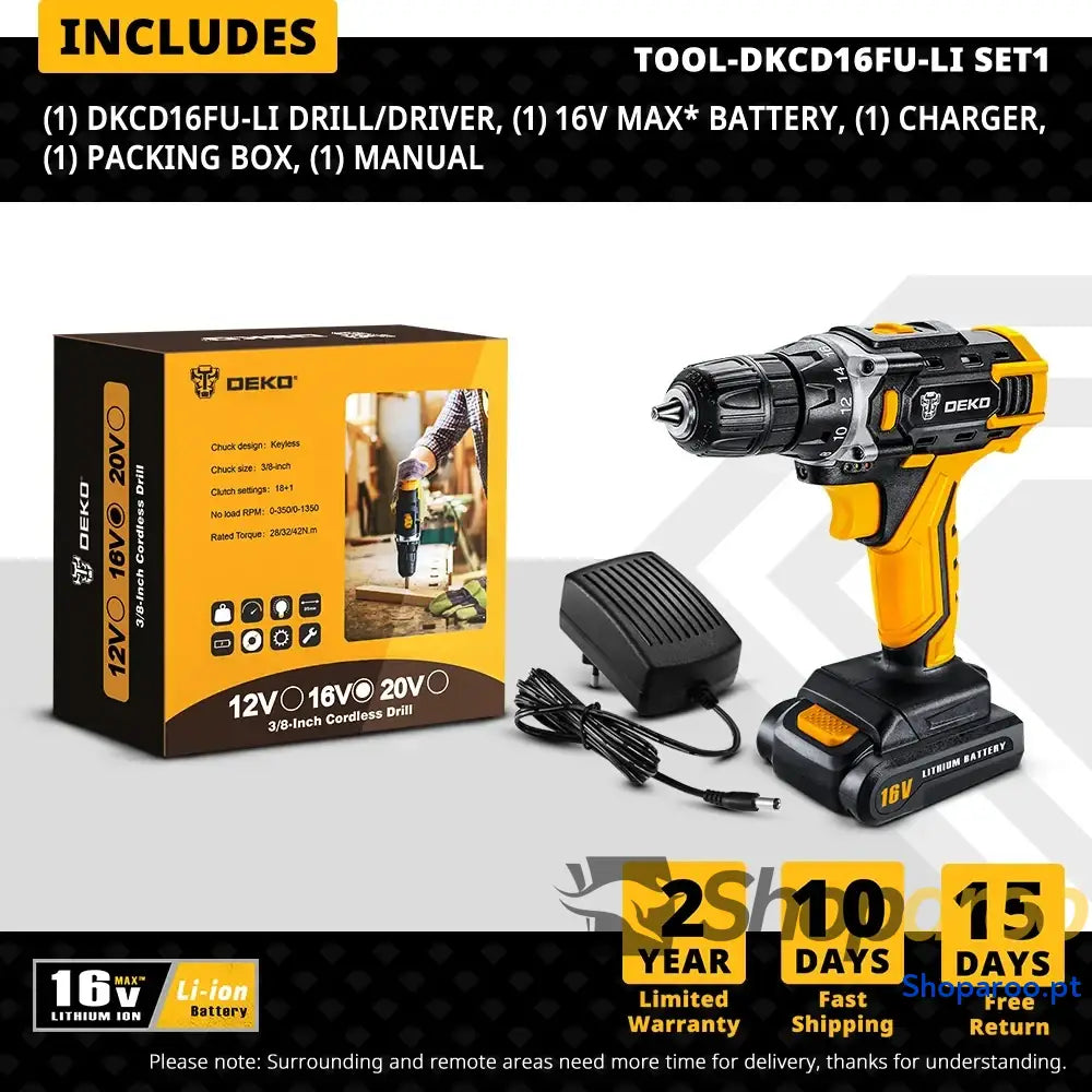 Berbequim sem fio DEKO 12V com bateria de iões lítio