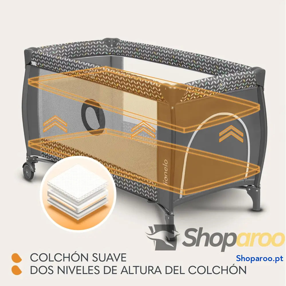 Berço de viagem para bebés 36 M crianças até 15 kg função trocador mosquiteira abertura lateral com fecho correr ajuste