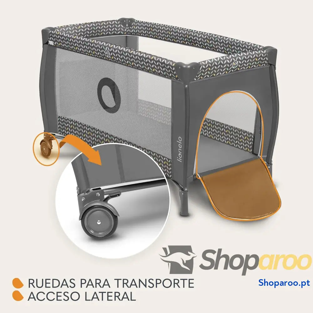 Berço de viagem para bebés 36 M crianças até 15 kg função trocador mosquiteira abertura lateral com fecho correr ajuste