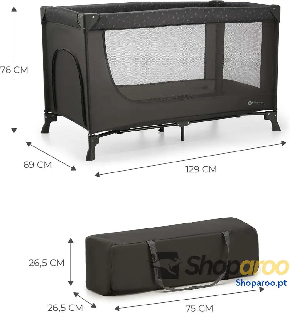 Berço de viagem parque berço bebé desde o nascimento até 25 kg dobrável rápida e fácil entrada lateral mala cinzento