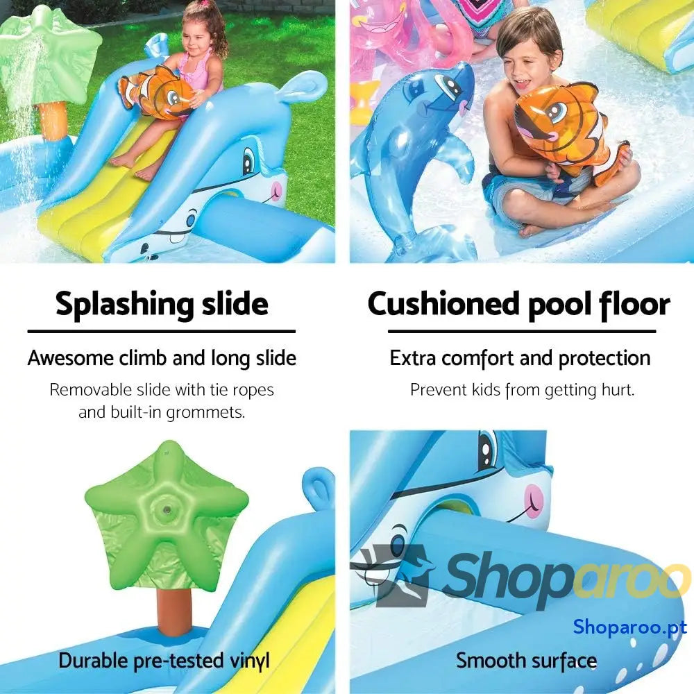 Bestway 53052 Piscina insuflável infantil aquário 239 x 206 86 cm com escorrega