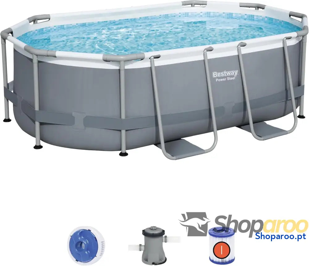 BESTWAY 5614A Piscina desmontável tubular Power Steel oval 305x200x84 cm com filtro de cartucho 1,249 L/H