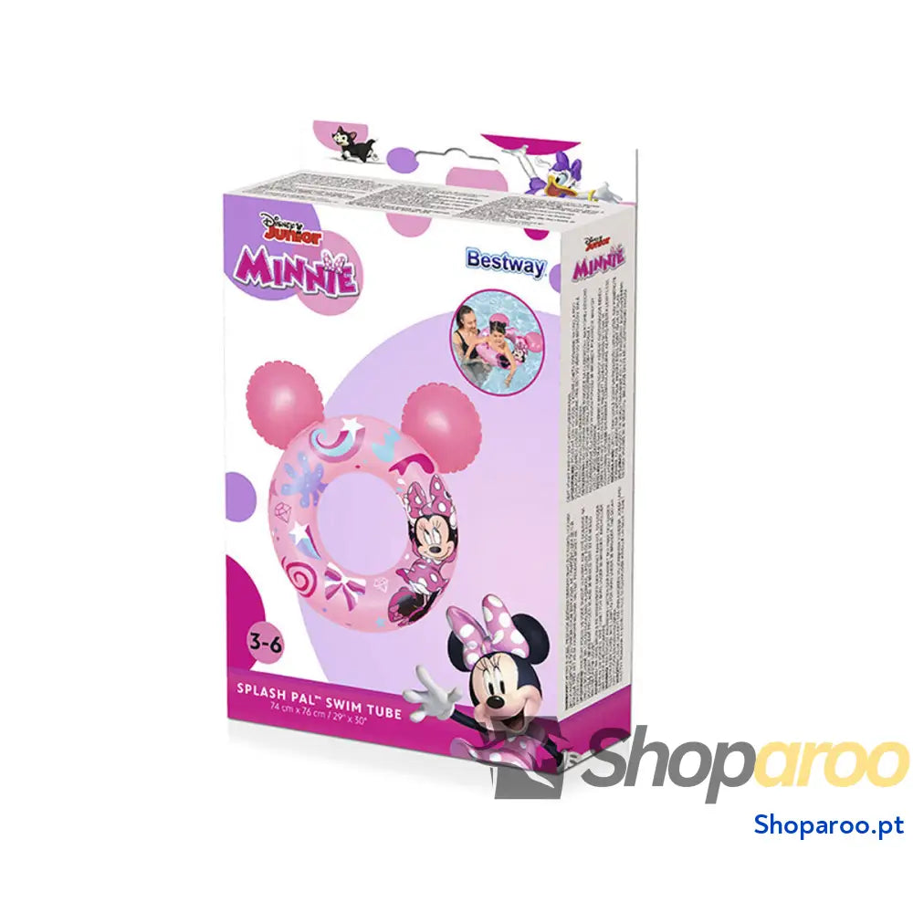 Bestway Bóia Disney Minnie Mouse Com Orelhas 74x76 cm + 3 a 6 Anos Piscina e Praia 09111