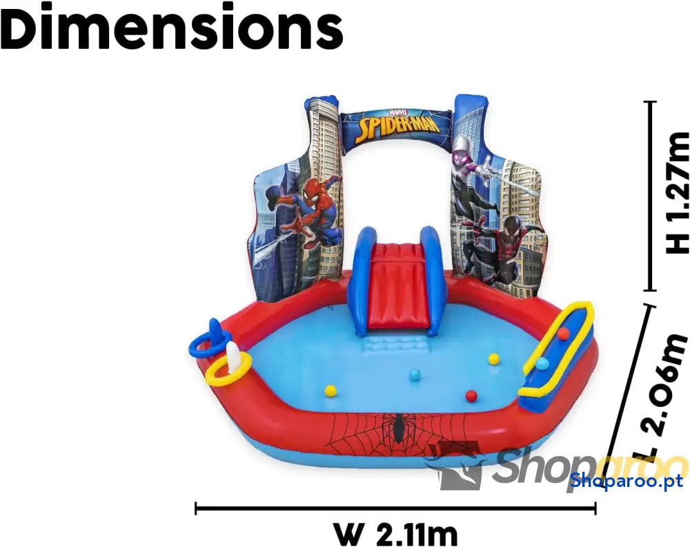 BESTWAY Centro de jogos insuflável 211 x 206 127 cm design Homem Aranha multicolorido