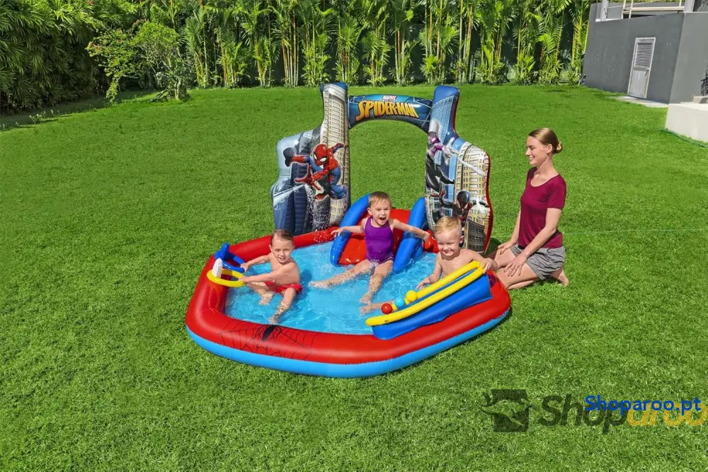 BESTWAY Centro de jogos insuflável 211 x 206 127 cm design Homem Aranha multicolorido