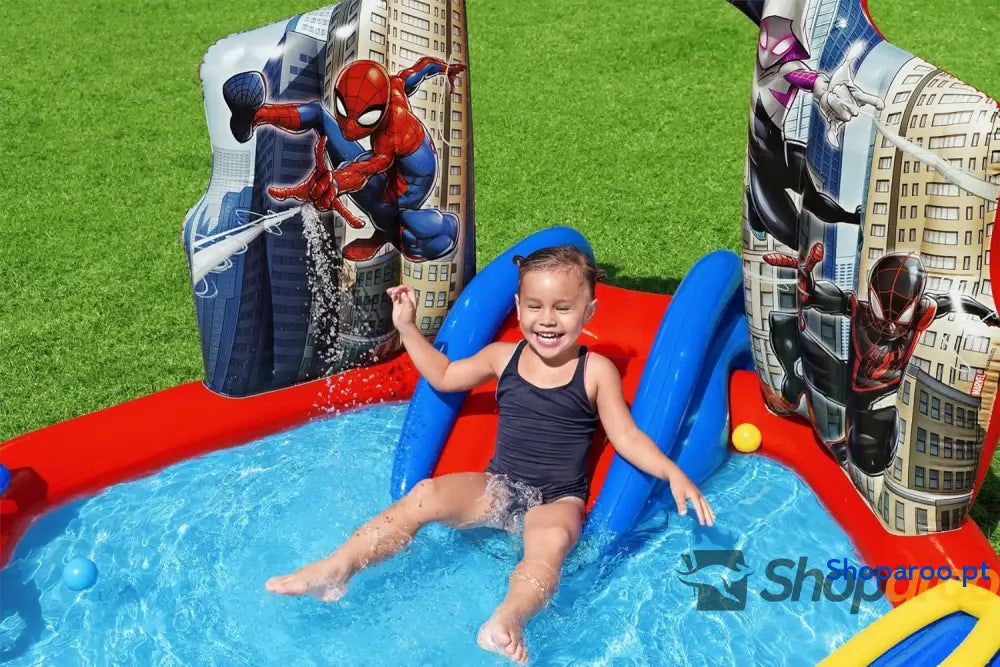 BESTWAY Centro de jogos insuflável 211 x 206 127 cm design Homem Aranha multicolorido