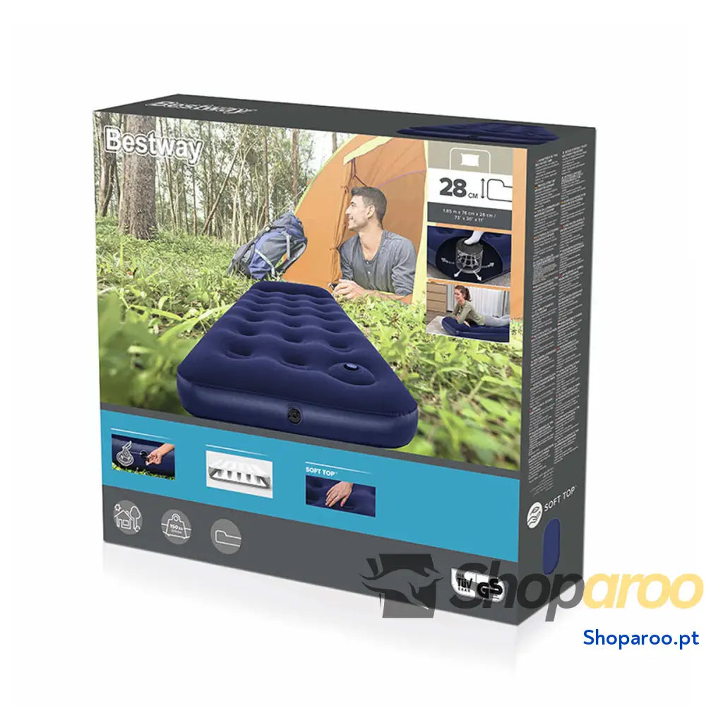Bestway Colchão Individual Júnior com Inflador de Pé 185x76x28 cm Inflável e Camping 67223