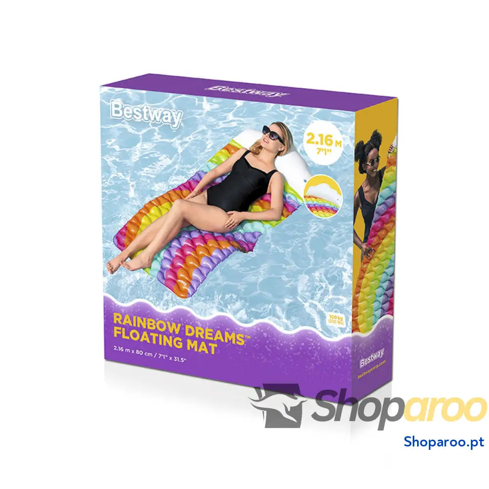 Bestway Colchão insuflável Arco íris 216x80 cm Praia e Piscina 44107