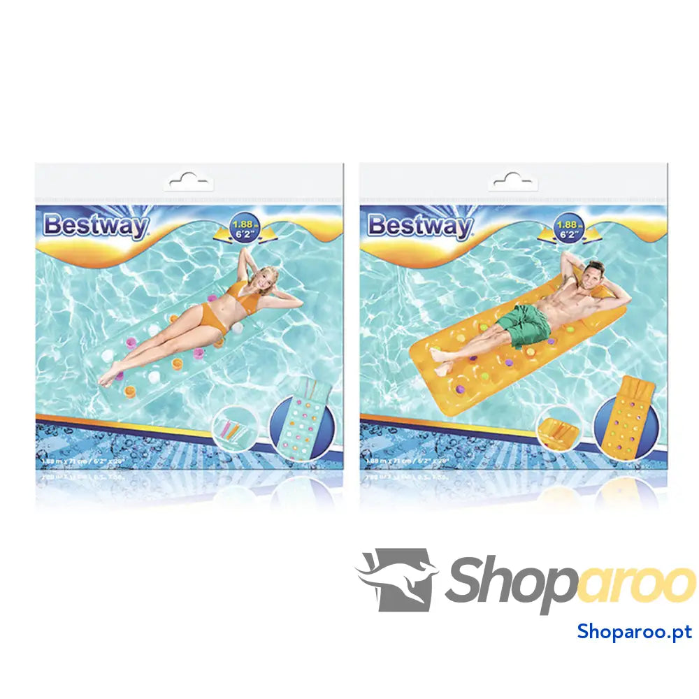 Bestway Colchão Insuflável Copos Estilo Cores Sortidas 188x71 cm Praia e Piscina 43014