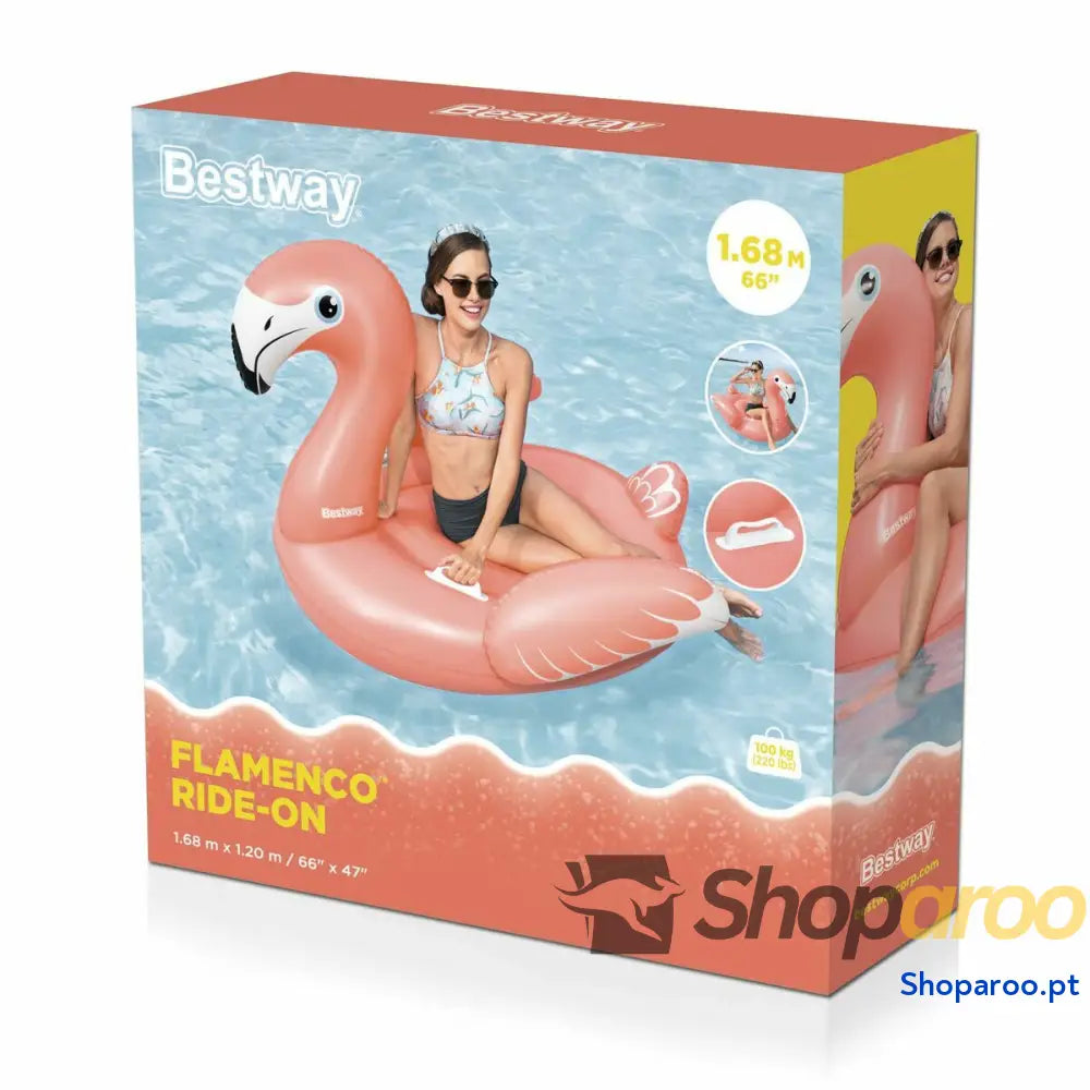 Bestway Figura Inflável Flamingo com Alças 168x120 cm + 3 Anos Praia e Piscina 41526
