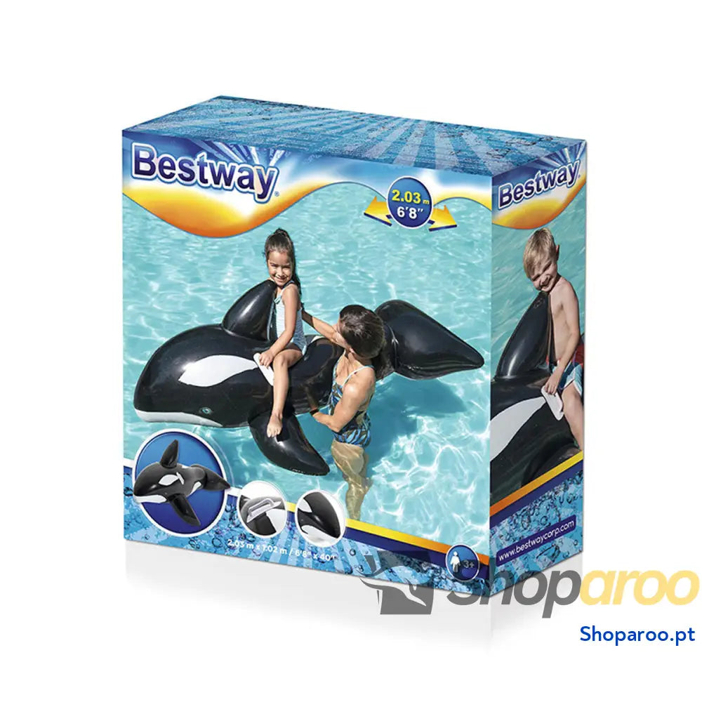Bestway Figura Insuflável Baleia Gigante com Pegas 203x102 cm + 3 Anos Praia e Piscina 41009