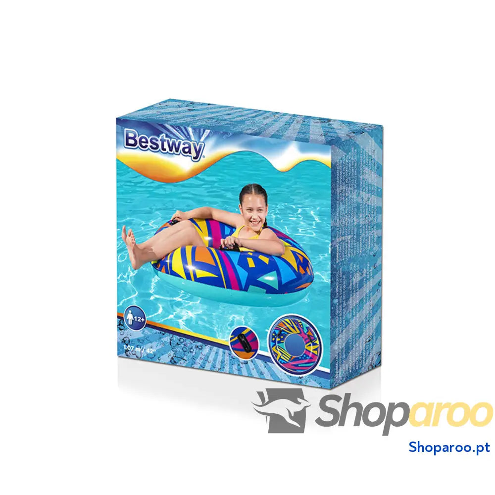 Bestway Flutuador Inflável Decorado com Alças Cores Sortidas D107 cm + 12 Anos Praia e Piscina 36228