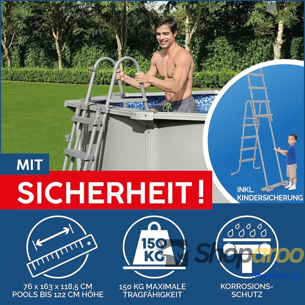Bestway Hydrium Piscina de parede em aço com filtro areia diâmetro 300 x 120 cm cinzenta redonda