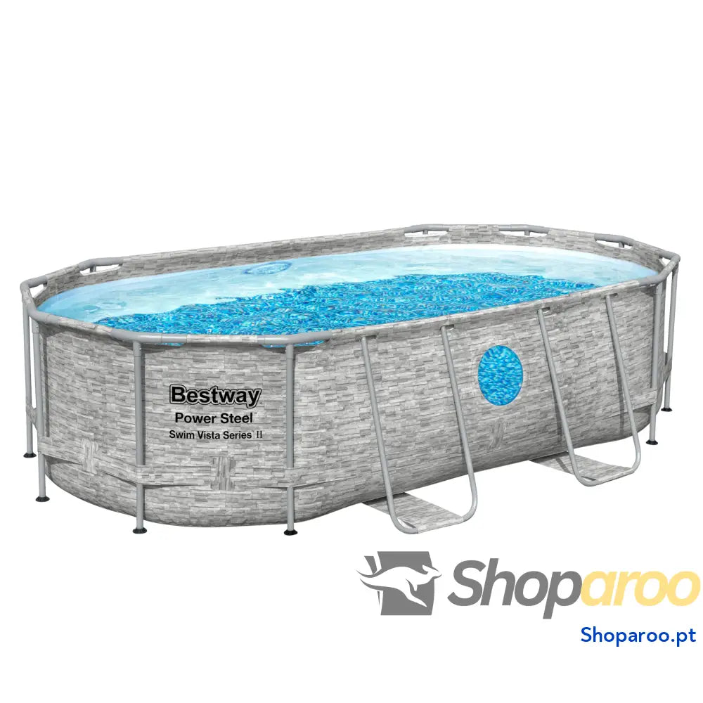 Bestway Hydrium Piscina de parede em aço com filtro areia diâmetro 300 x 120 cm cinzenta redonda