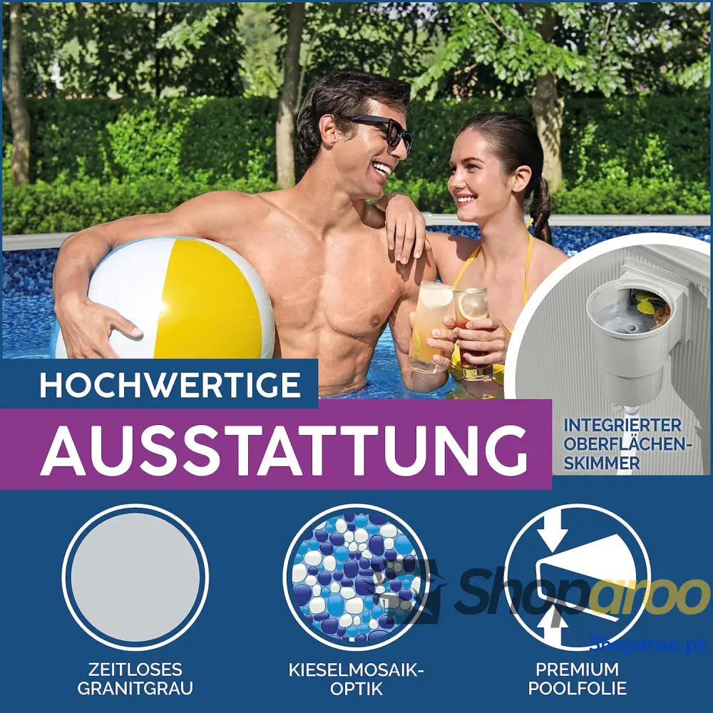 Bestway Hydrium Piscina de parede em aço com filtro areia diâmetro 300 x 120 cm cinzenta redonda