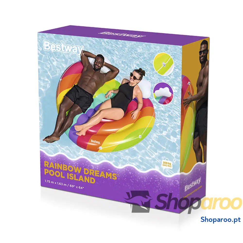 Bestway Ilha Flutuante Inflável Arco íris 175x163 cm Praia e Piscina 43722