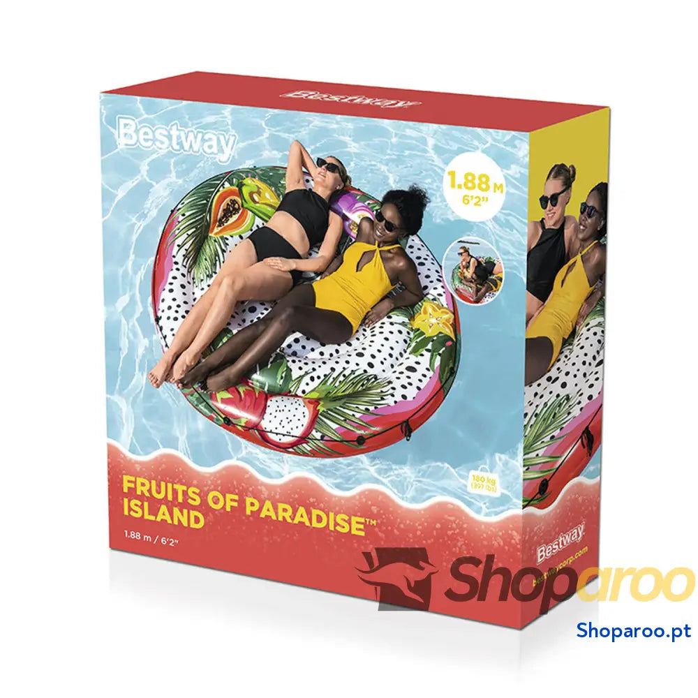 Bestway Ilha Flutuante Insuflável com Corda Fruta da Paixão D188cm Praia e Piscina 43720