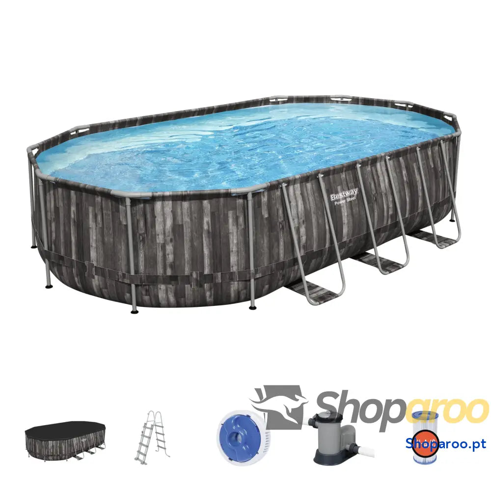 Bestway Piscina elevada de aço elétrico 56448 3 488 x 305 107 cm