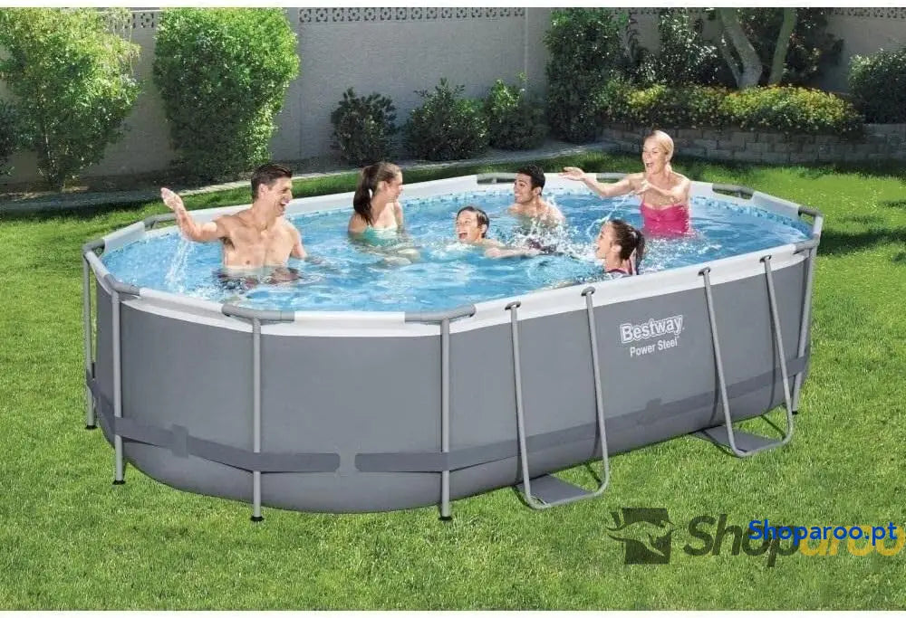 Bestway Piscina elevada de aço elétrico 56448 3 488 x 305 107 cm