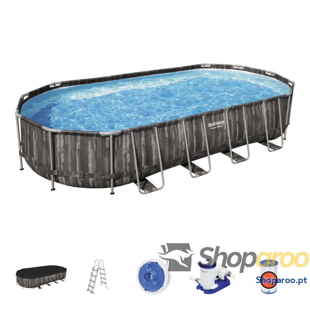 Bestway Piscina elevada de aço elétrico 56448 3 488 x 305 107 cm