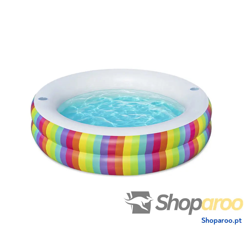 Bestway Piscina Infantil 2 Aros Arco-íris 206x206x51 cm +6 Anos Jardim 54443