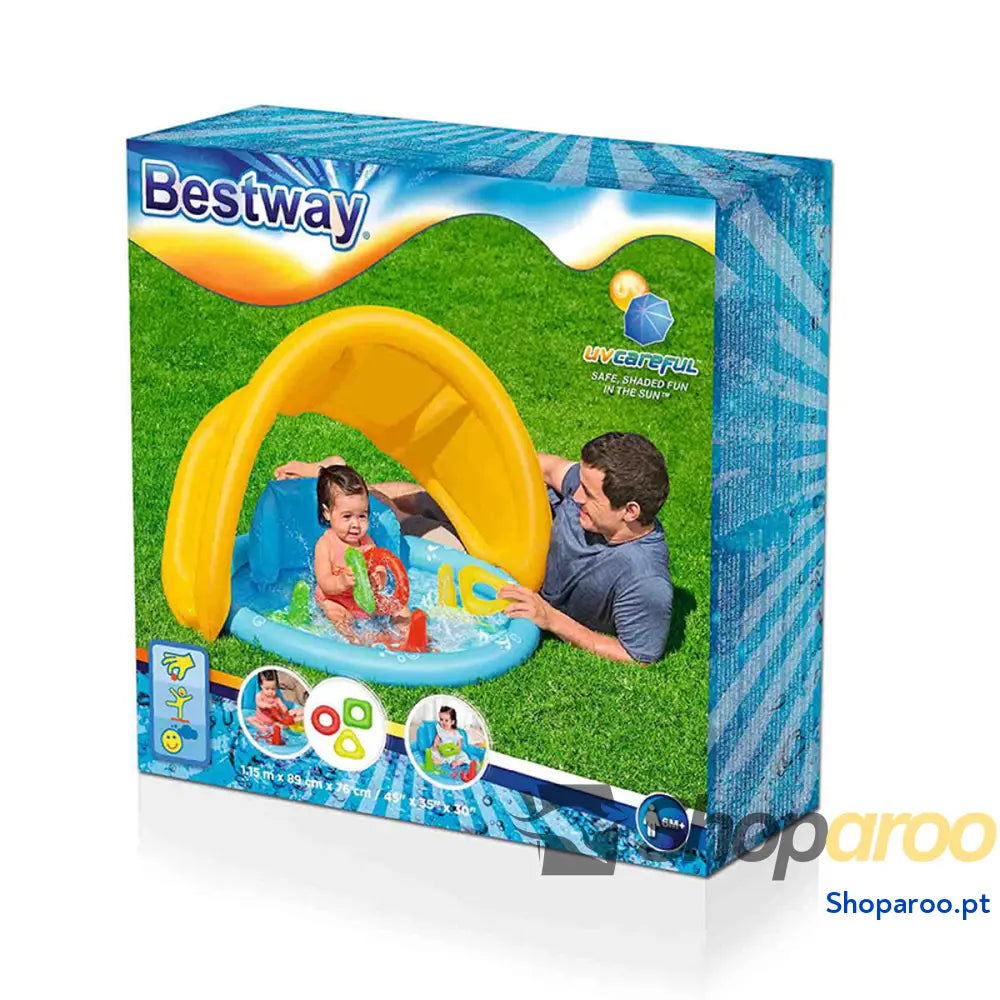 Bestway Piscina Infantil Inflável Aprendizado com Teto Removível 115x89x76 cm + 6 Meses Jardim 52568