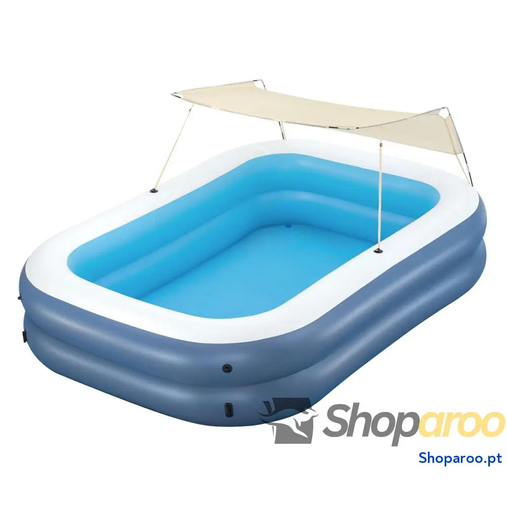 Bestway Piscina Inflável 2 Câmaras Retangular com Toldo 254x178x140 cm +6 Anos 54449