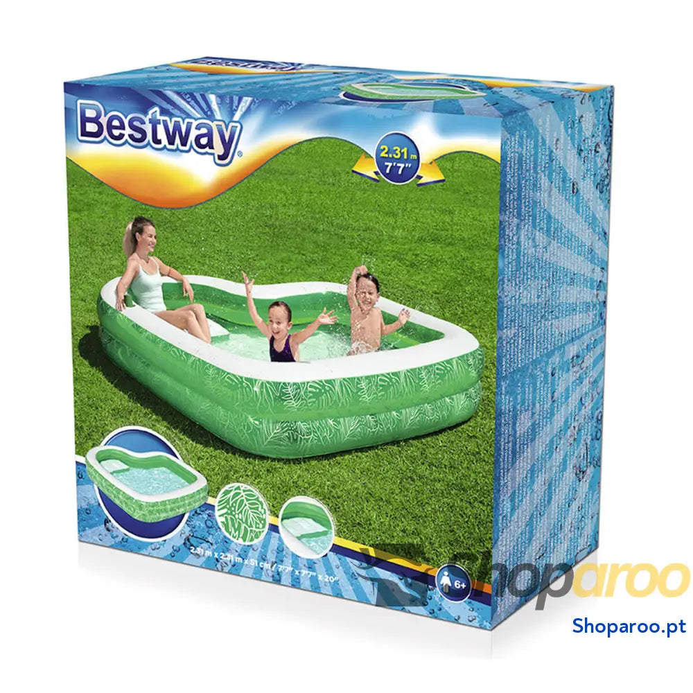 Bestway Piscina Inflável 2 Câmaras Tropical 231x231x51 cm + 6 Anos Jardim 54336