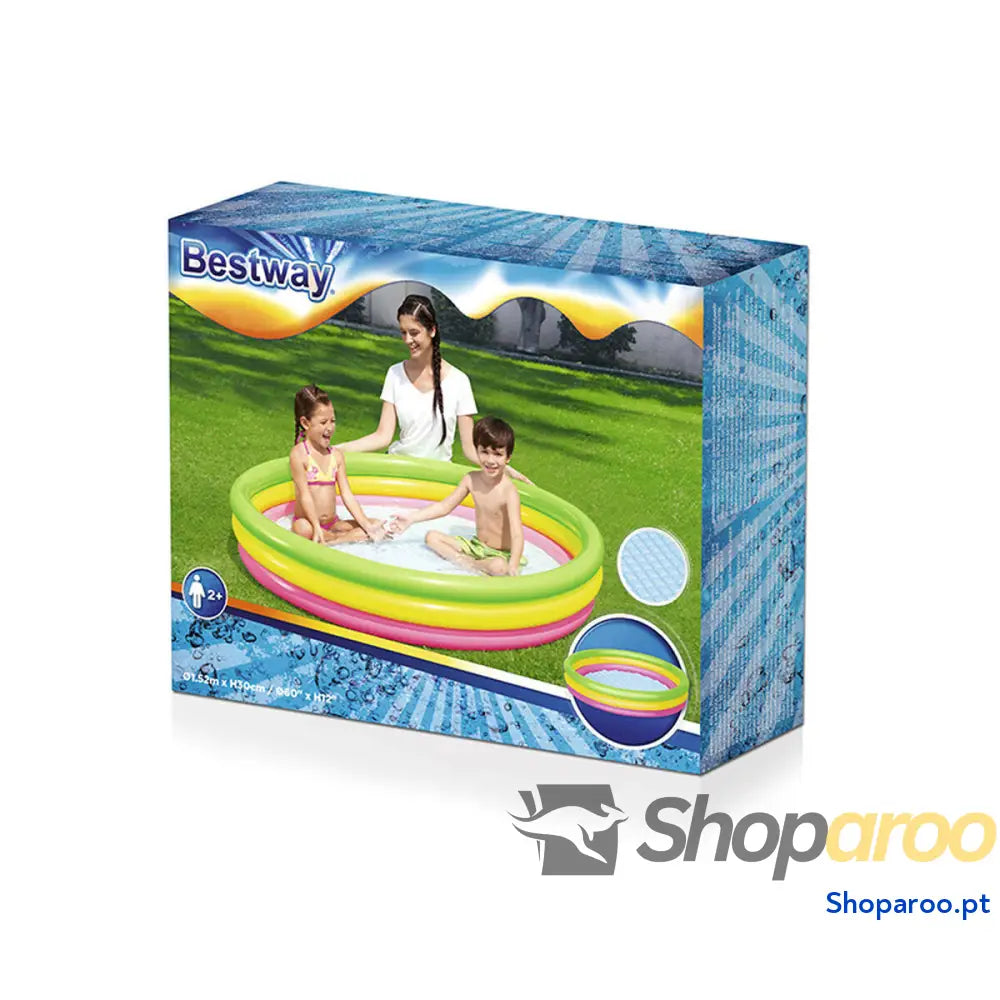 Bestway Piscina Inflável 3 Anéis Chão Acolchoado 152x30 cm + 2 Anos Jardim 51103