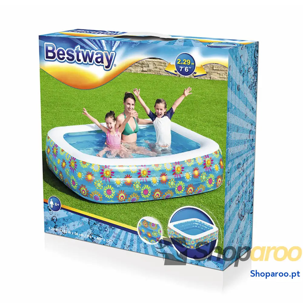 Bestway Piscina Inflável 3 Câmaras Floral 229x152x56 cm + 6 Anos Jardim 54120